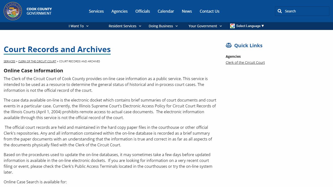 Court Records and Archives - Cook County Government, Illinois